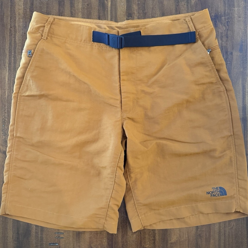 The North Face Men's Tan Shorts with Black Belt